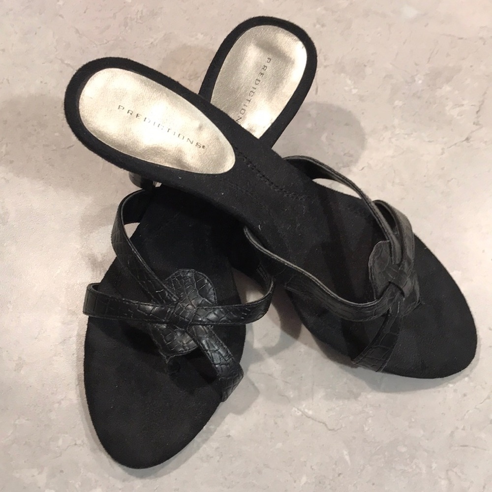 Black strappy slides